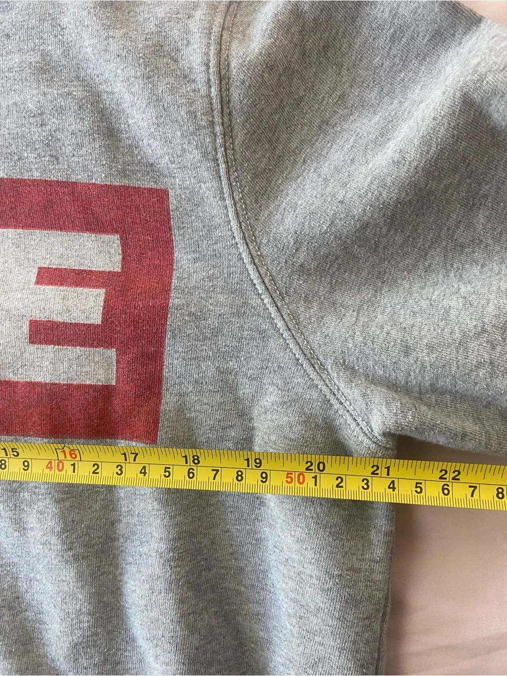 True Religion Heather Gray Hoodie with Red TRUE Box Logo